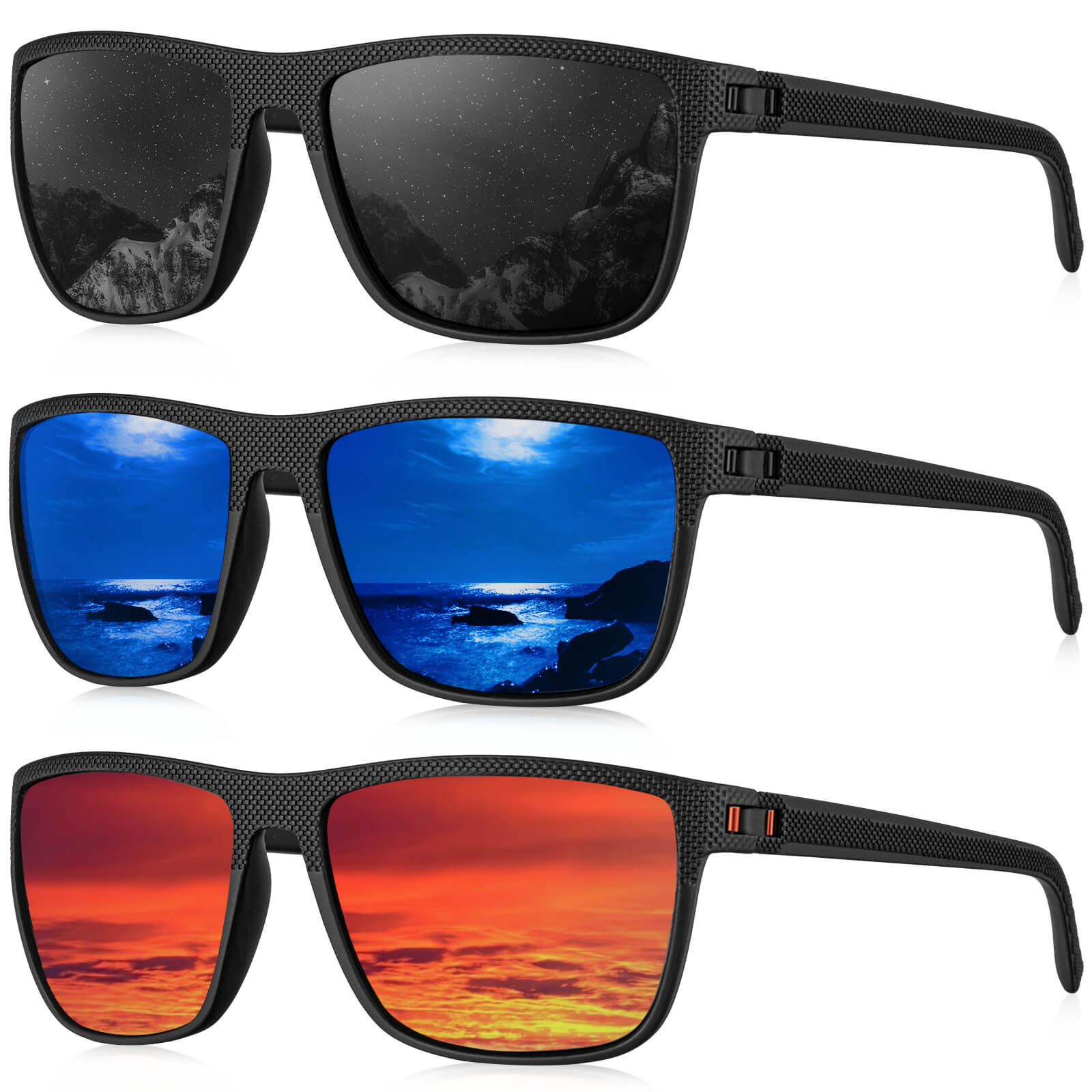 KALIYADI Polarized Sunglasses Men,Lightweight Mens Sunglasses Polarized UV Protection Driving Fishing Golf(WMS45-1-4-6)