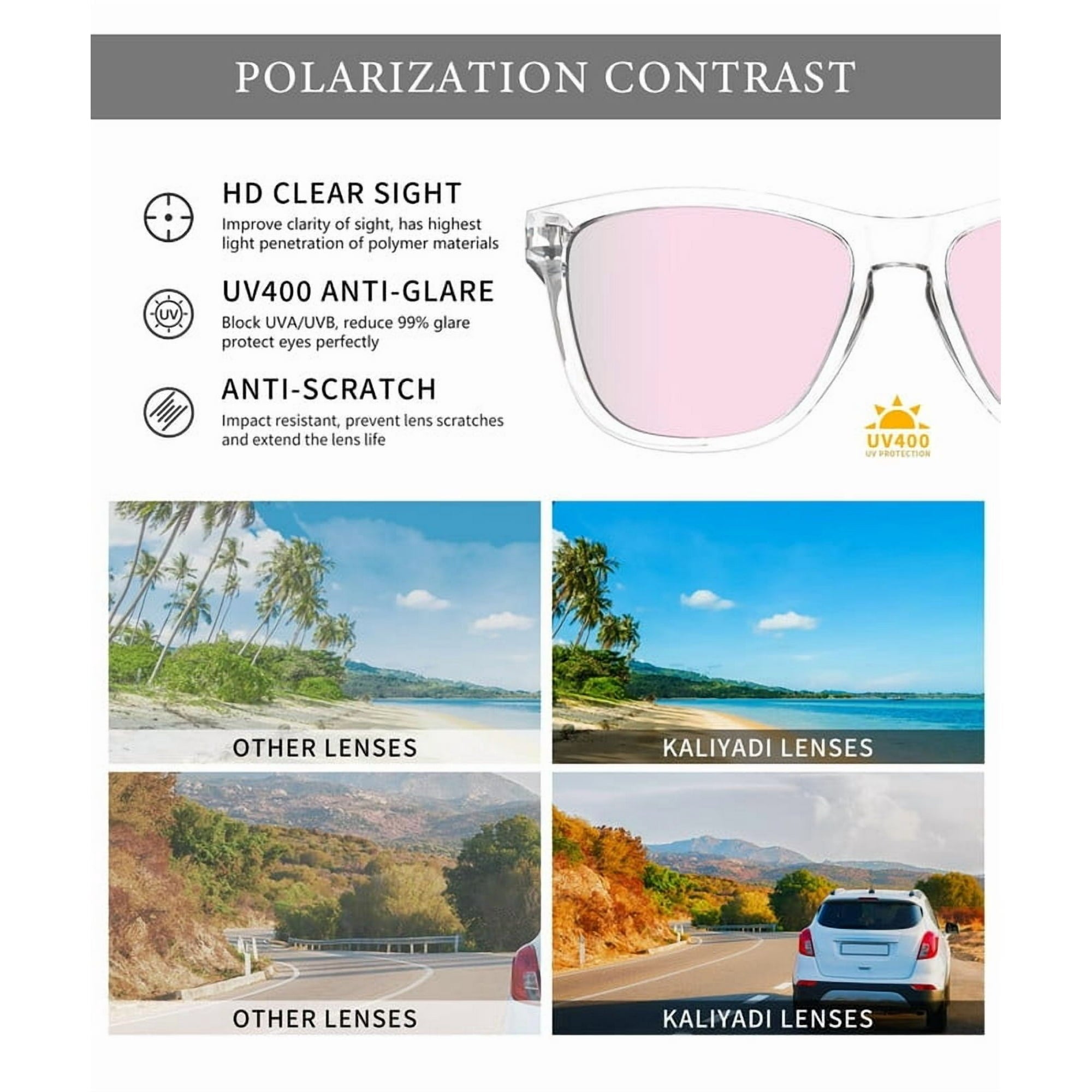 KALIYADI Womens-Sunglasses Polarized Sunglasses-Womens Trendy: Retro Sun Glasses with UV Protection for Travel Driving(WMS06-1-15-23)