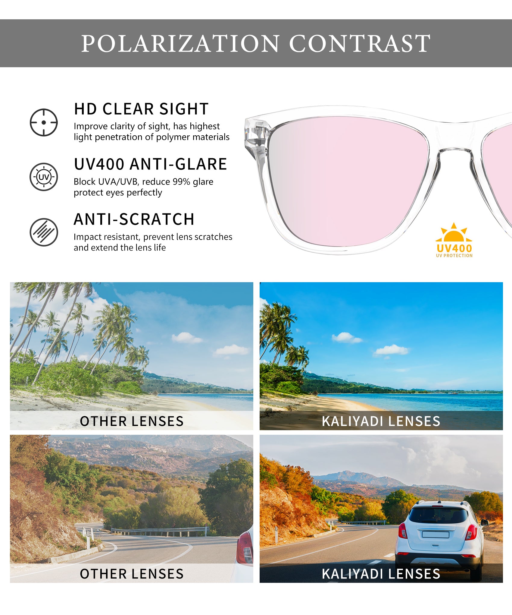 KALIYADI Polarized Sunglasses for Women Men Retro Square Sun Glasses UV Protection(WMKAS06-15)