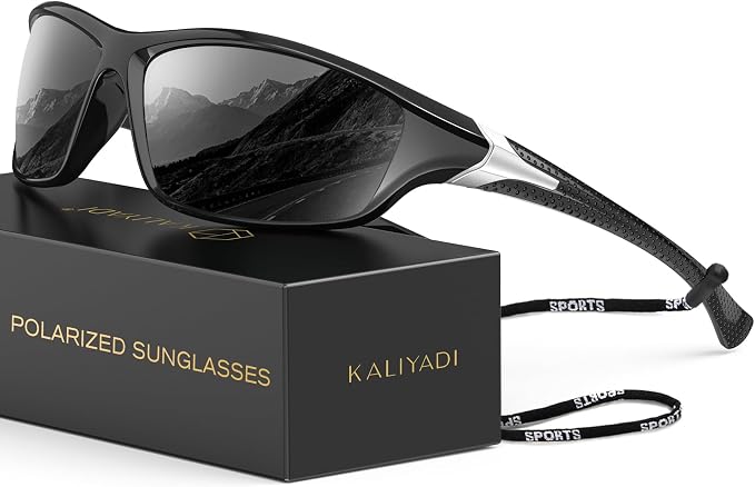 KALIYADI Sports Sunglasses for Men, Polarized Sunglasses Men with UV Protection for Running Cycling Fishing FBAKAS64-3