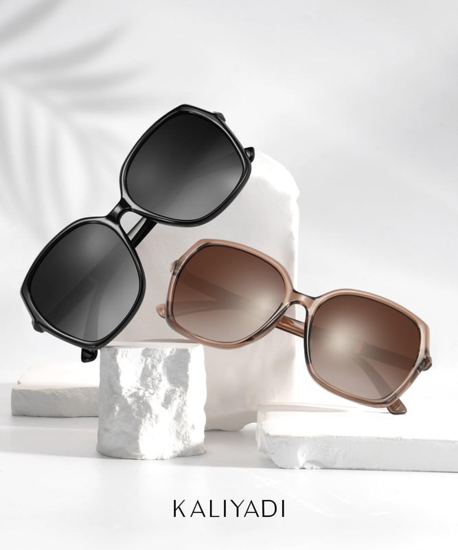 KALIYADI Polarized Sunglasses-Women Trendy Womens-Sunglasses: Square Oversized Sun glasses Sparkling Frame UV400 Gift Box(WMKAS37-1)