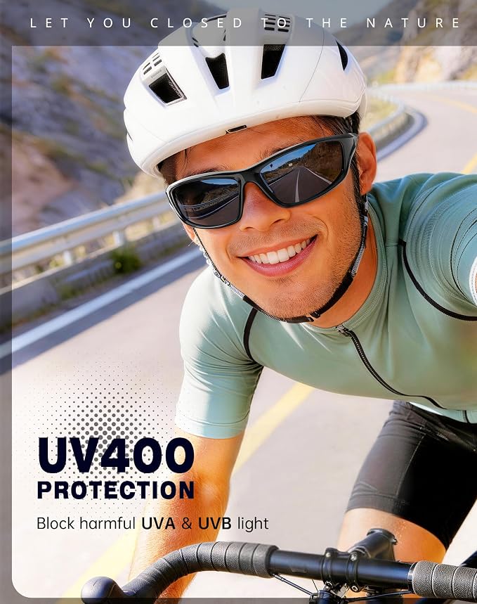 KALIYADI Sports Sunglasses for Men, Polarized Sunglasses Men with UV Protection for Running Cycling Fishing FBAKAS64-3