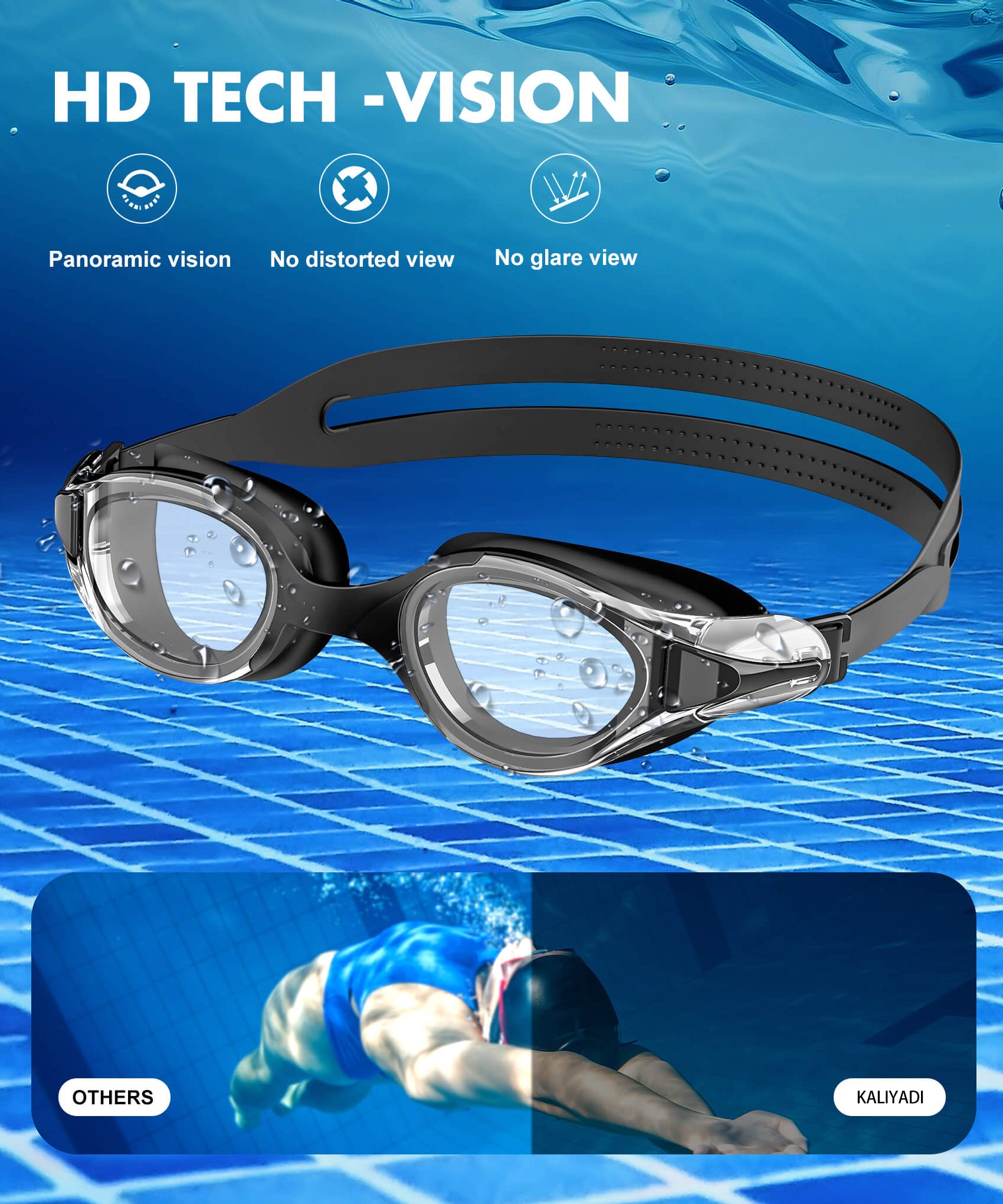 KALIYADI Swim Goggles Adult Goggles-Swimming-men and Women: Anti Fog No Leak and Ultra-wide Field of View 3 Pack WMKAY01-1-2-3