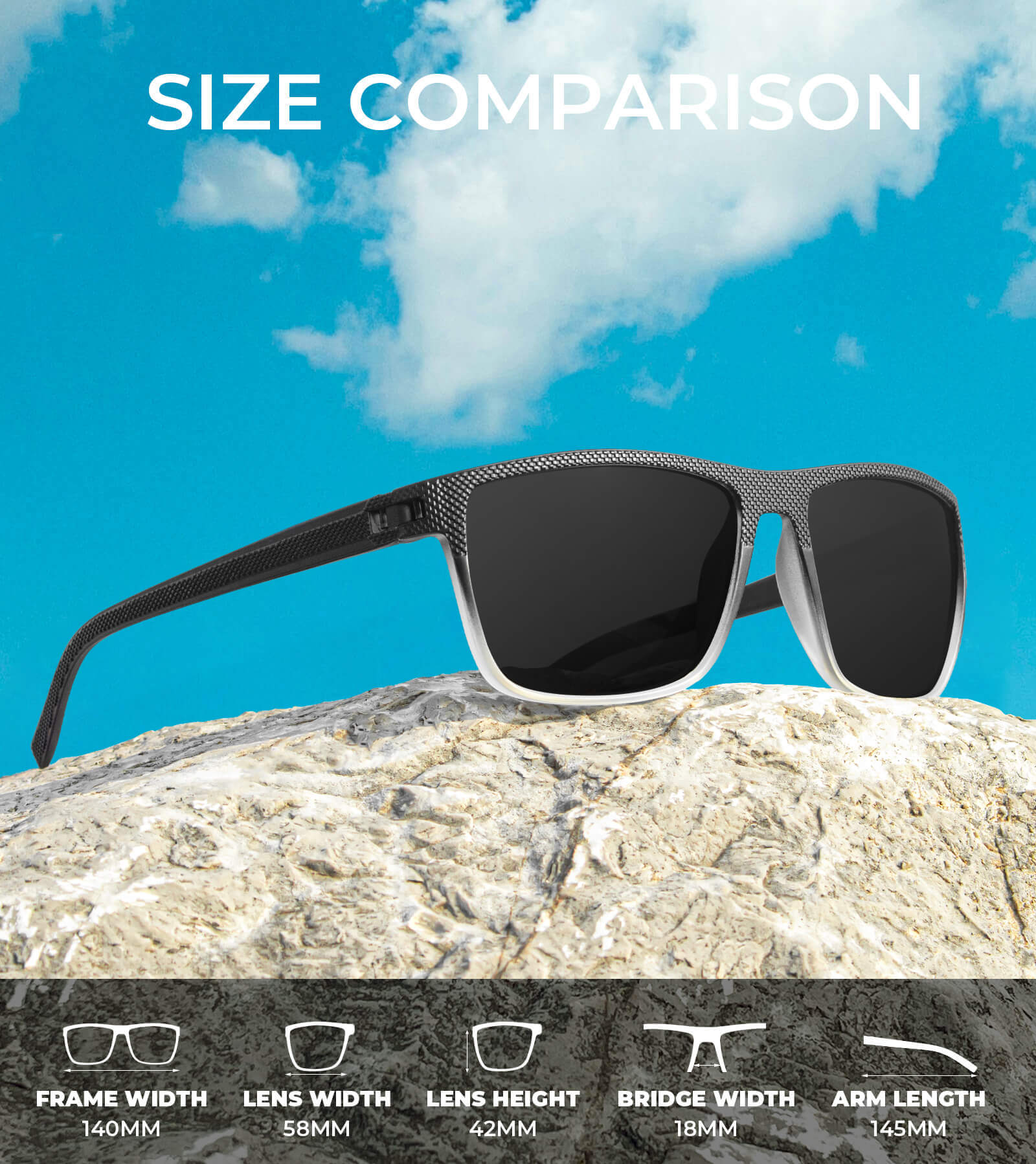 Polarized Sunglasses Men,Lightweight Mens Sunglasses Polarized UV Protection Driving Fishing Golf(WMKAS45-37-38-40)