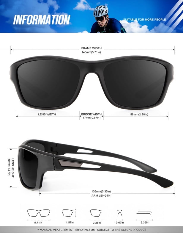 KALIYADI Polarized Sunglasses Men, Mens Sunglasses Polarized UV Protection for Driving Cycling Fishing(WMKAS63-2-10-11)