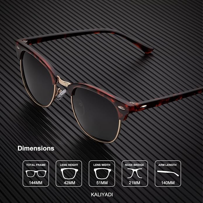 KALIYADI Sunglasses Men Polarized Sunglasses for Men Women Unisex Semi-Rimless Frame Retro Driving Sun Glasses UV Blocking FBAKAS23-2