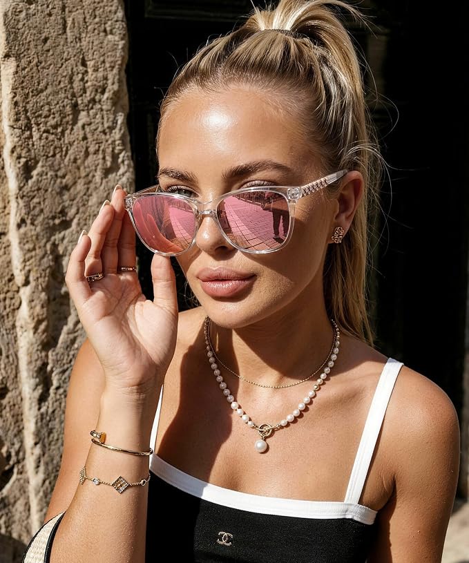 Visit the KALIYADI Store KALIYADI Sunglasses-Womens Polarized Womens Sunglasses: Retro Trendy Openwork Design Sun Glasses for Driving UV400 Protection KA319-5