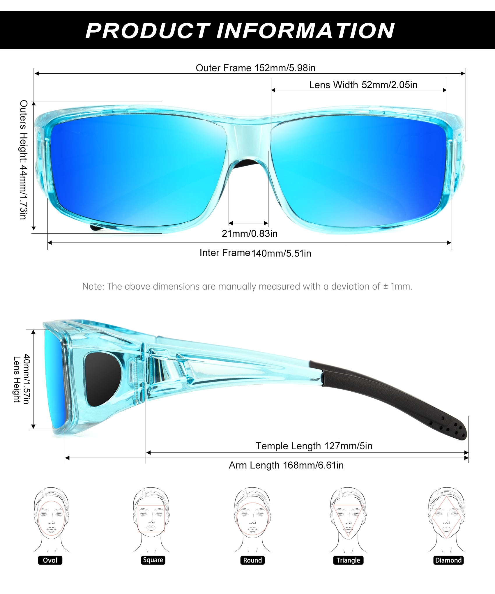 KALIYADI Sunglasses Fit-Over-Glasses Polarized Sunglasses-Men: Wrap Around Sunglasses Womens with UV Protection for Driving(WMS105-1-3-6)