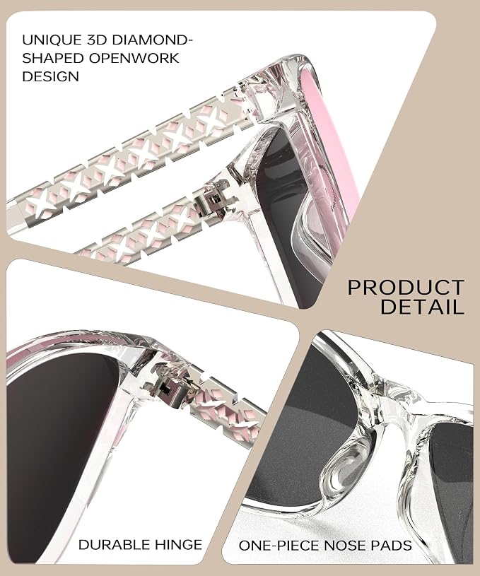 Visit the KALIYADI Store KALIYADI Sunglasses-Womens Polarized Womens Sunglasses: Retro Trendy Openwork Design Sun Glasses for Driving UV400 Protection KA319-5