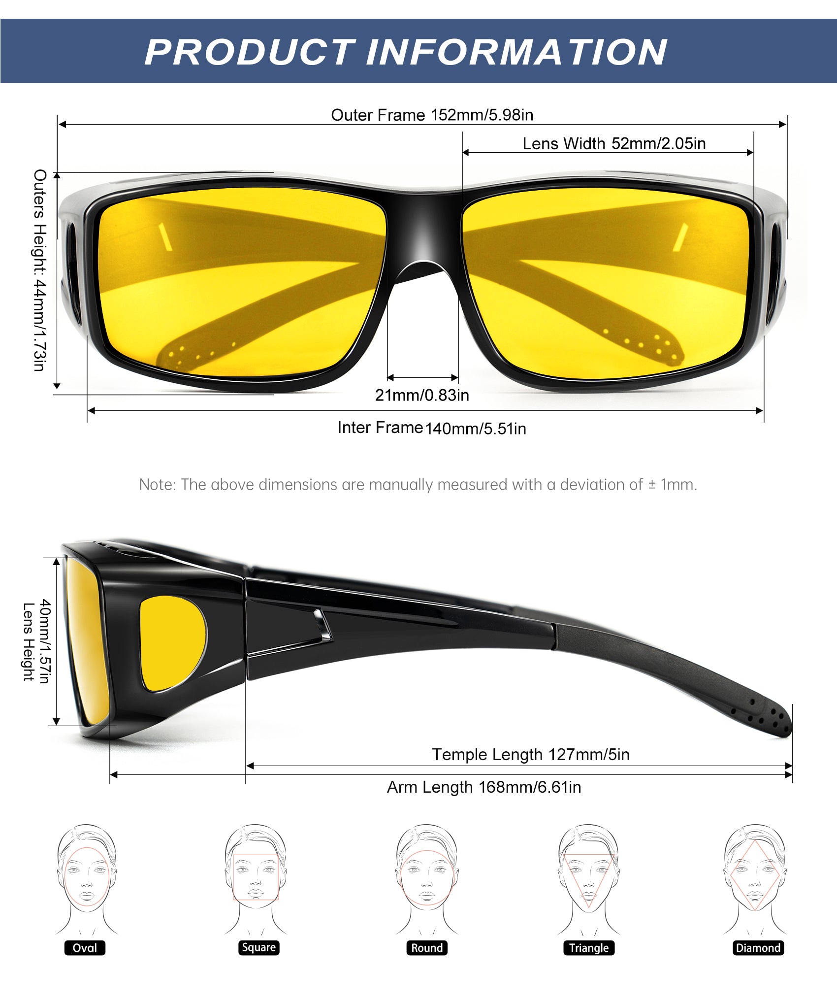 KALIYADI Night-Vision-Glasses Fit-Over-Glasses Wrap-Around Glasses: Night Vision Glasses Anti Glare HD for Driving WMKAS105-12-13-14