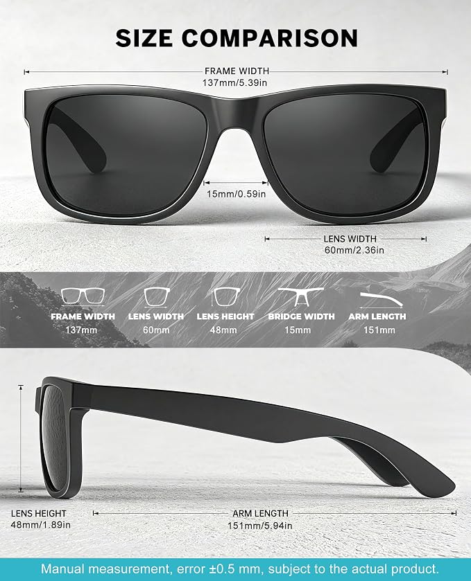 KALIYADI Sunglasses-Men Polarized-Sunglasses for Men: Classic Sun Glasses for Driving Fishing Golf with UV400 Protection KAS65-1