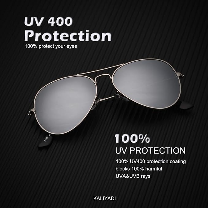 KALIYADI Classic Aviator Sunglasses for Men Women Driving Sun glasses Polarized Lens UV Blocking S24-1-3-6
