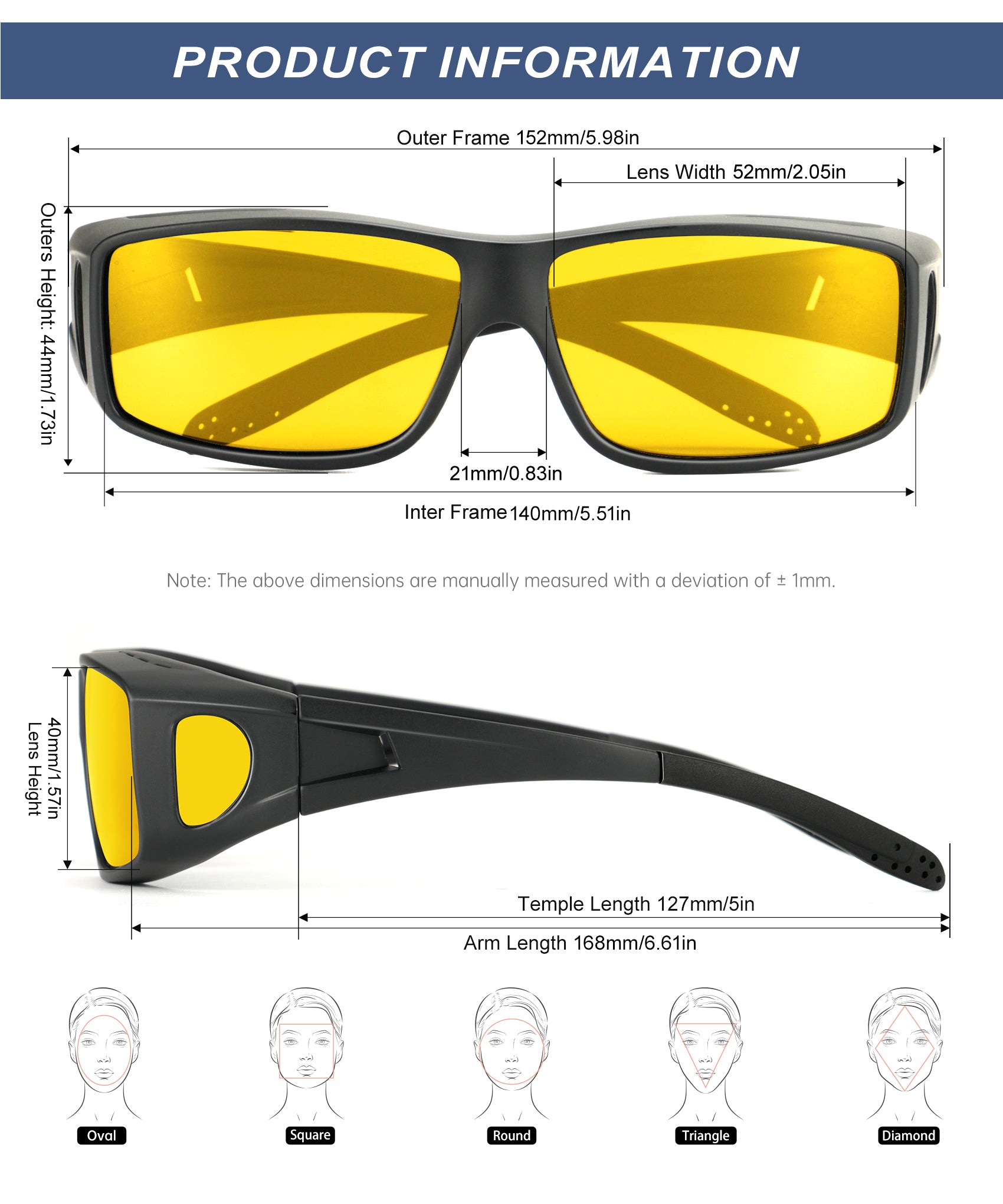 KALIYADI Night-Vision-Glasses Fit-Over-Glasses Wrap-Around Glasses: Night Vision Glasses Anti Glare HD for Driving WMKAS105-12-13-14