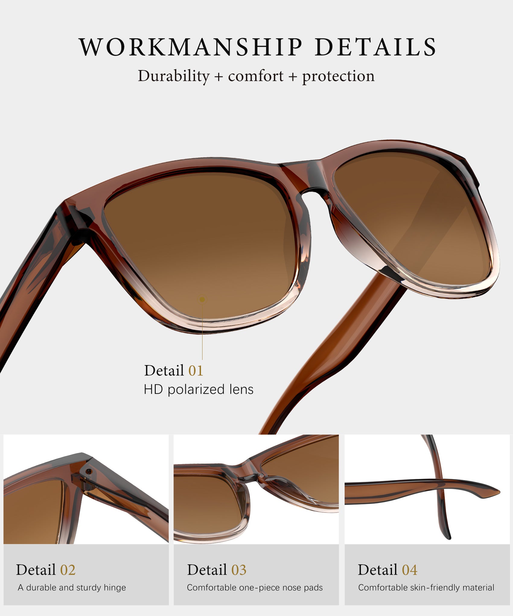 KALIYADI Polarized Sunglasses for Women Men Retro Square Sun Glasses UV Protection(WMKAS06-5)