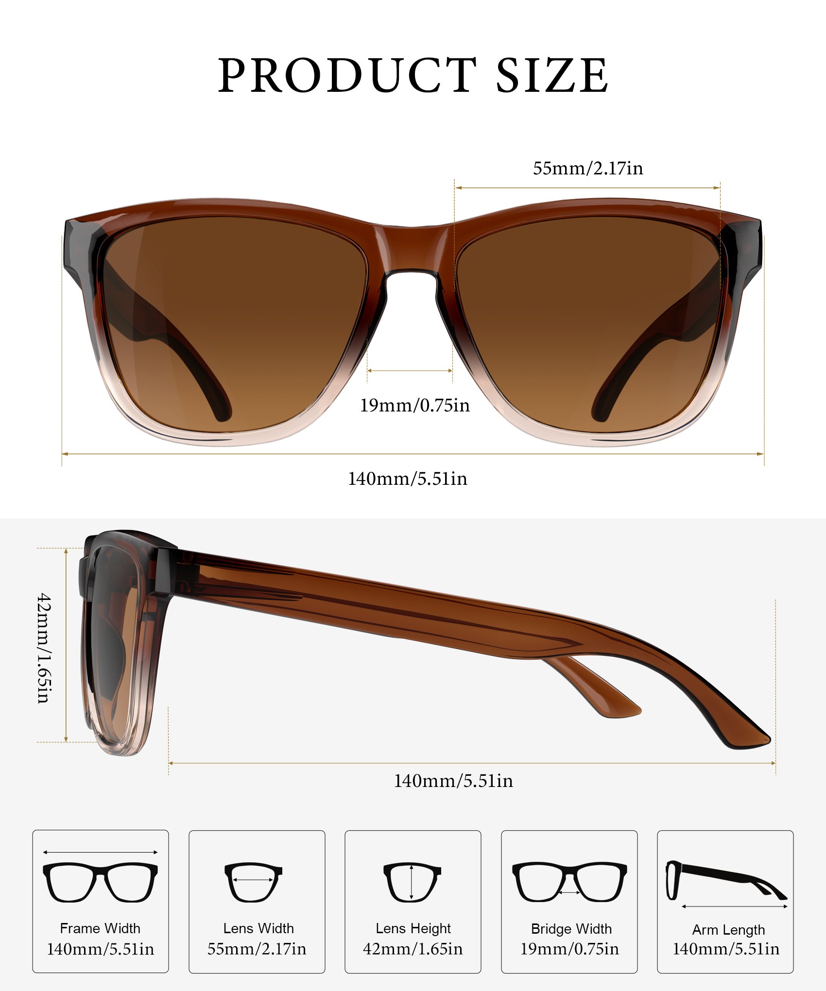 KALIYADI Polarized Sunglasses for Women Men Retro Square Sun Glasses UV Protection(WMKAS06-5)