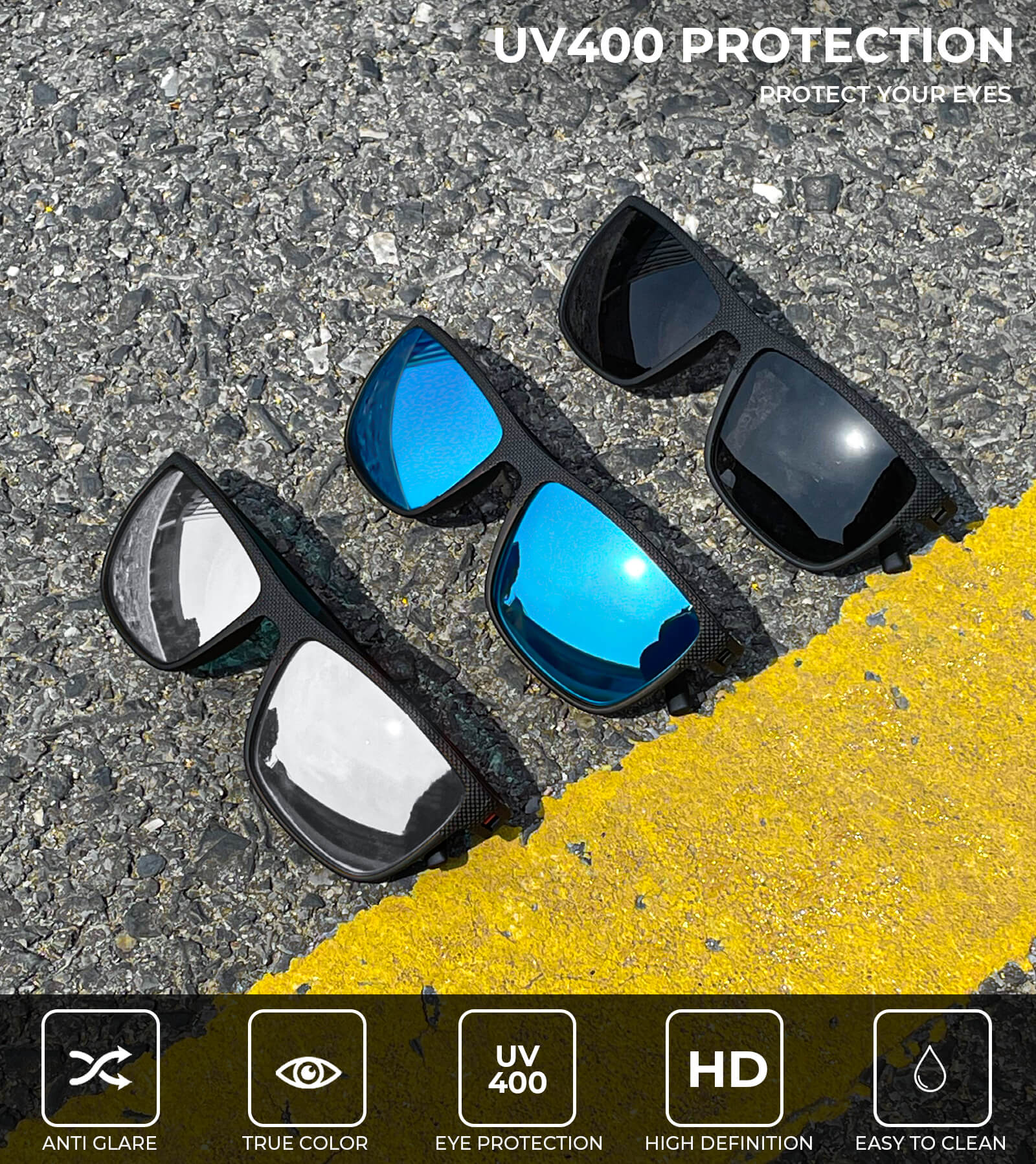 KALIYADI Polarized Sunglasses Men,Lightweight Mens Sunglasses Polarized UV Protection Driving Fishing Golf (WMKAS45-1-3-9)