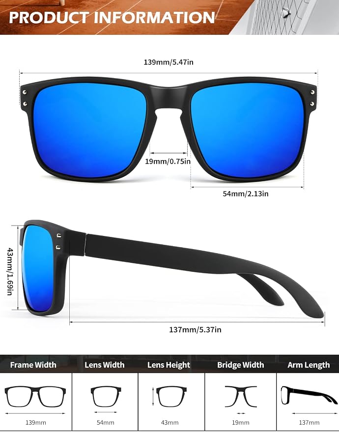 KALIYADI Polarized Sunglasses for Men and Women Vintage Style Sun Glasses for Fishing Running Driving with UV Protection FBAS66-7-8-9