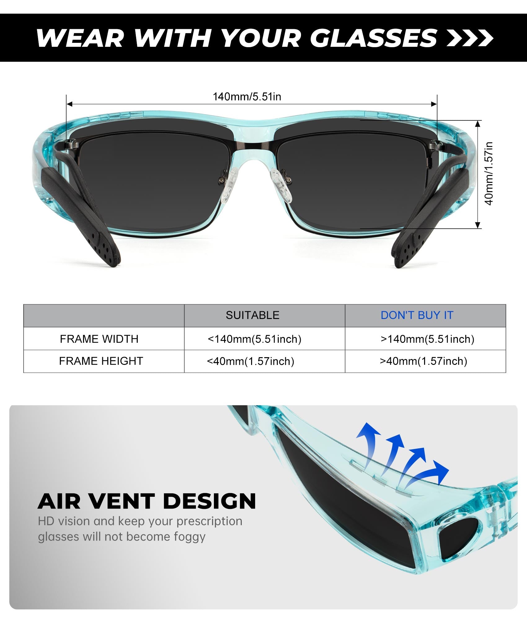 KALIYADI Sunglasses Fit-Over-Glasses Polarized Sunglasses-Men: Wrap Around Sunglasses Womens with UV Protection for Driving(WMS105-1-3-6)
