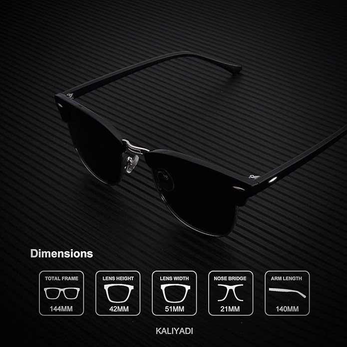 KALIYADI Polarized Sunglasses for Men and Women Semi-Rimless Frame Driving Sun glasses UV Blocking S23-1-6