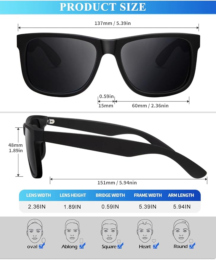 KALIYADI Sunglasses-Men Polarized-Sunglasses for Men: Classic Sun Glasses for Driving Fishing Golf with UV400 Protection S65-1