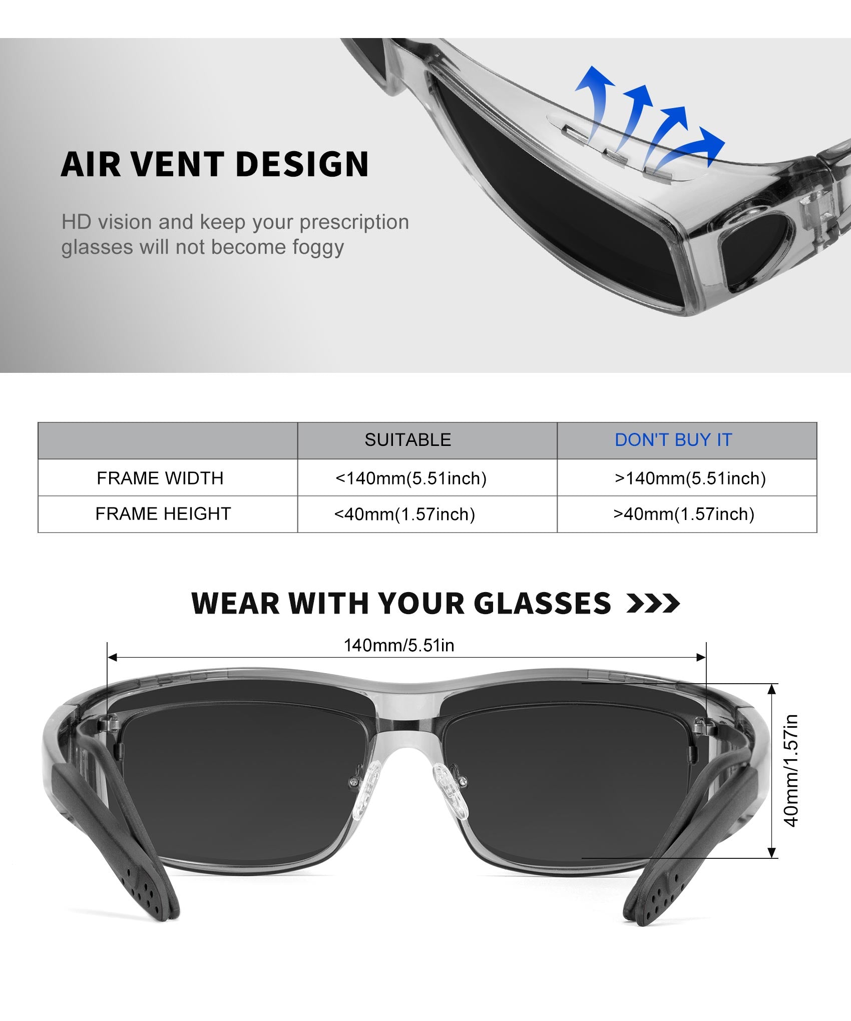 KALIYADI Sunglasses Fit-Over-Glasses Polarized Sunglasses-Men: Wrap Around Sunglasses Womens with UV Protection for Driving(WMS105-1-3-6)