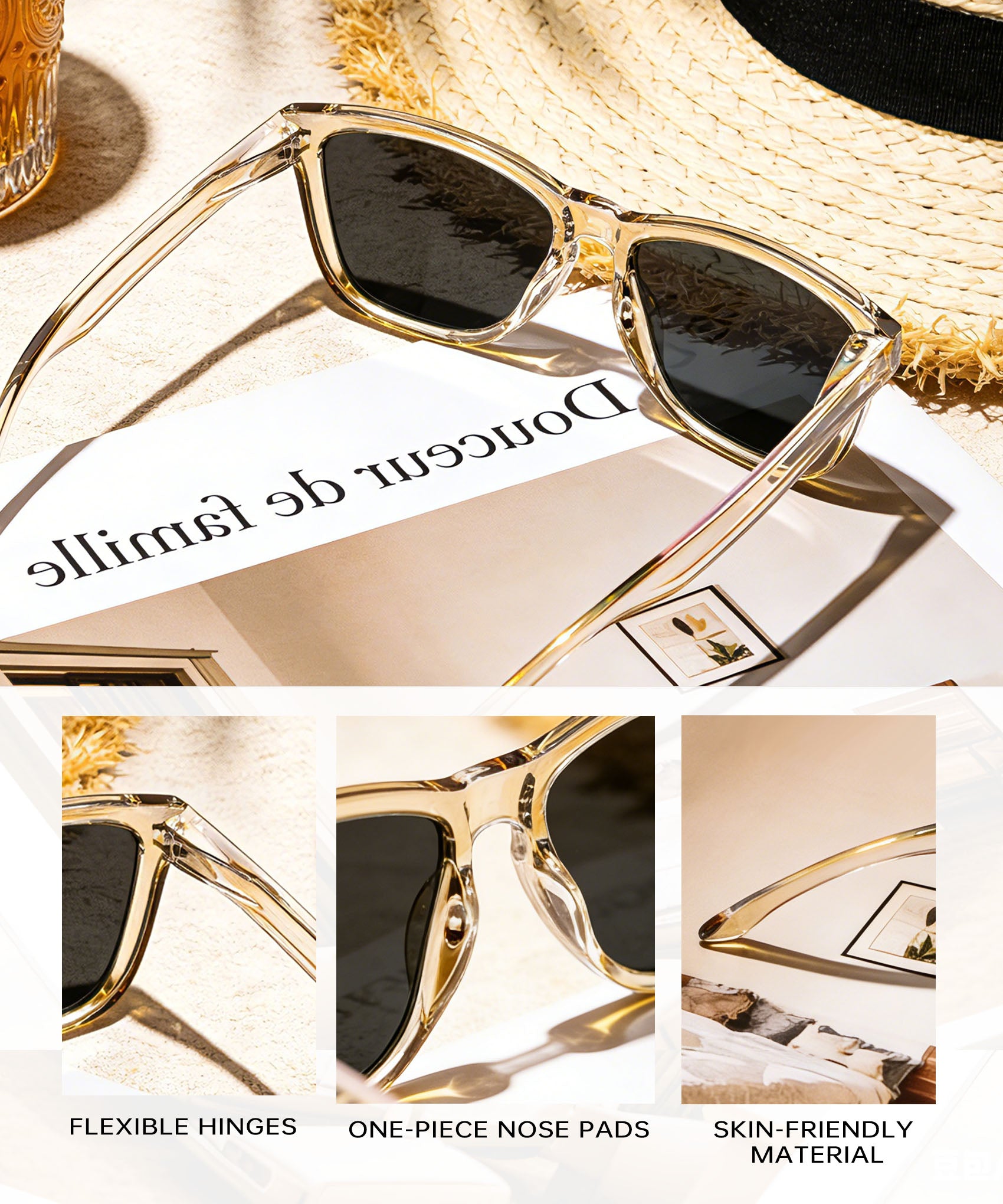 KALIYADI Womens-Sunglasses Polarized Sunglasses Womens: Retro Trendy Sun Glasses with UV400 Protection for Travel Driving S06-15