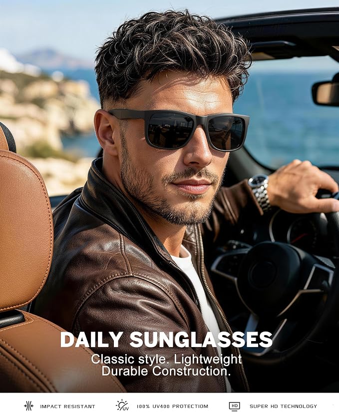 KALIYADI Sunglasses-Men Polarized-Sunglasses for Men: Classic Sun Glasses for Driving Fishing Golf with UV400 Protection KAS65-1