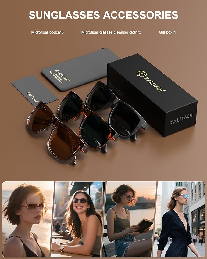 KALIYADI Womens-Sunglasses Polarized-Sunglasses for Women: Retro Trendy Sun Glasses With UV400 Protection for Driving Travel S65-1-10-11