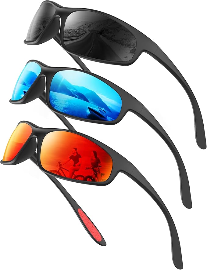 KALIYADI Mens-Sunglasses Polarized Sunglasses-Men Sports: Sport Sun Glasses for Running Cycling Fishing with UV Protection S90-1-2-4