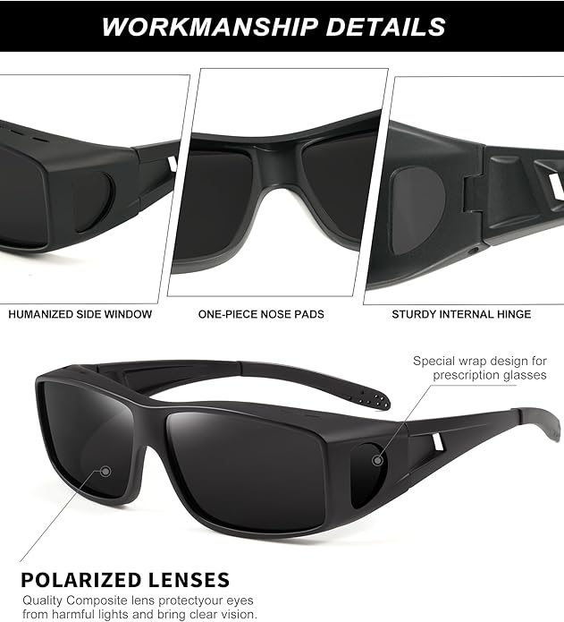 KALIYADI Sunglasses Fit-Over-Glasses Polarized Sunglasses-Men: Wrap Around Sun Glasses Womens with UV Protection for Driving S105-1-4-6