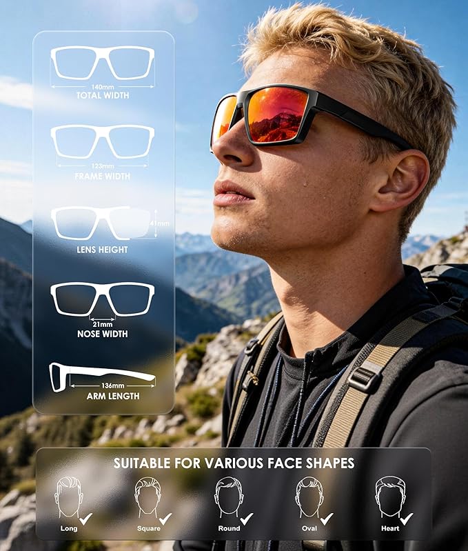 KALIYADI Sports Mens-Sunglasses Women Polarized-Sunglasses-Men: Sun Glasses with UV400 for Driving Running Cycling S86-1-8-9
