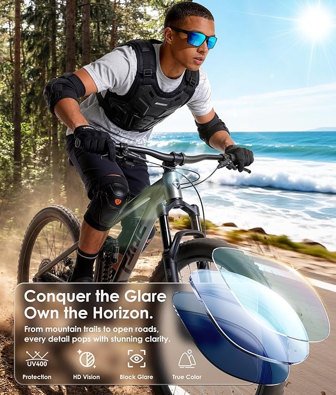 KALIYADI Sports Mens-Sunglasses Women Polarized-Sunglasses-Men: Sun Glasses with UV400 for Driving Running Cycling S86-1-8-9