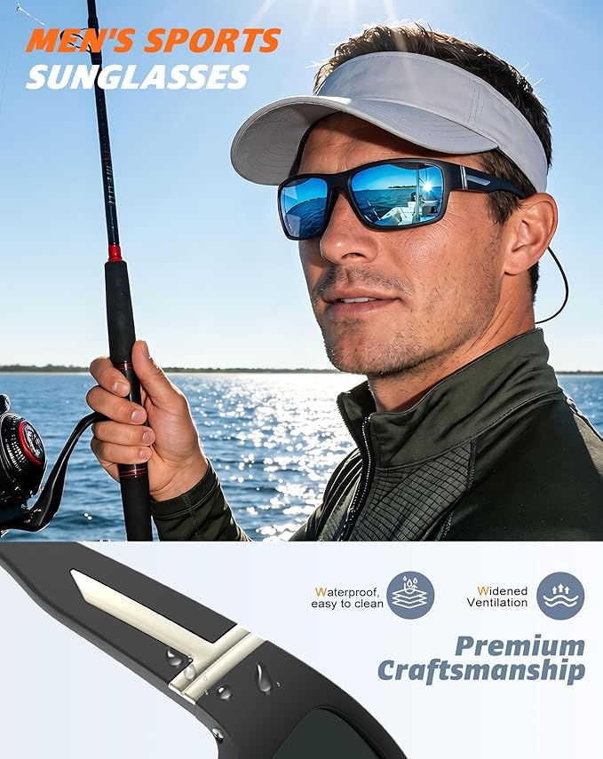 KALIYADI Polarized-Sunglasses Men Sports Sun-Glasses: Men Polarized Sunglasses Women UV400 Protection for Fishing Golf 122-1-3-5