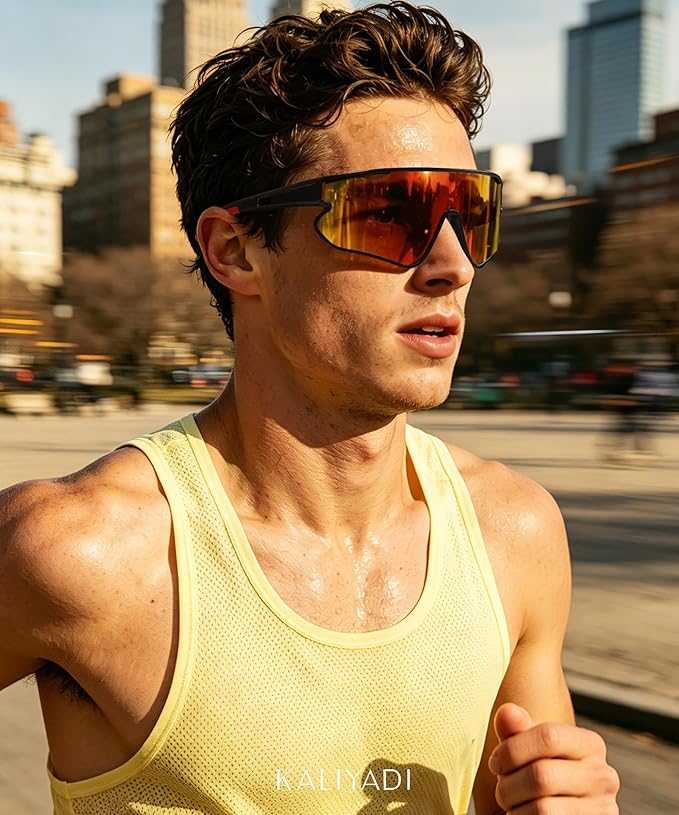 KALIYADI Polarized-Sunglasses Men Polarized Cycling-Sunglasses: Sports Sun Glasses for Running Cycling UV400 Protection 131-1-3-4