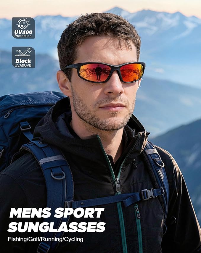 KALIYADI Mens-Sunglasses Polarized Sunglasses-Men Sports: Sport Sun Glasses for Running Cycling Fishing with UV Protection S90-1-3