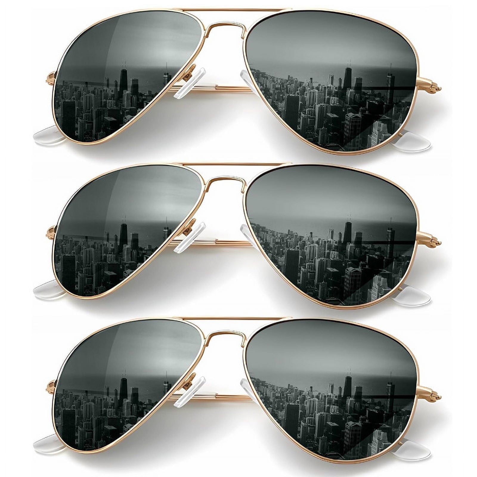 Classic Aviator Sunglasses for Men Women Driving Sun glasses Polarized Lens UV Blocking-3 Pack(WMKAS24-2-2-2)