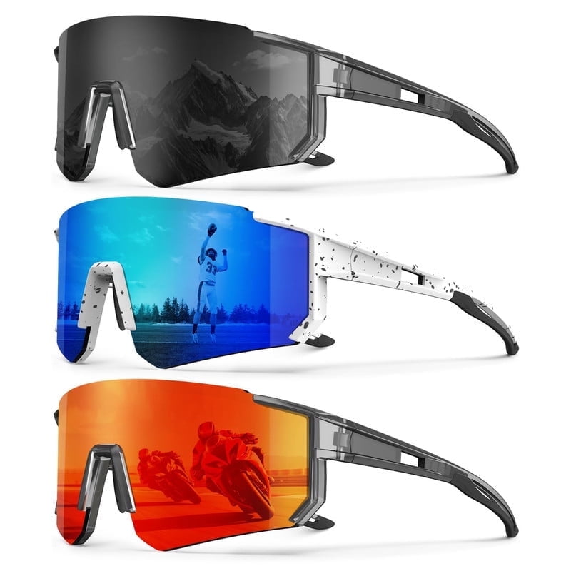 KALIYADI Polarized Sport Sunglasses-Men-Women Running-Sunglasses: Cycling Sun Glasses UV Protection Driving Fishing 3packs(WMKA159-1-3-15)