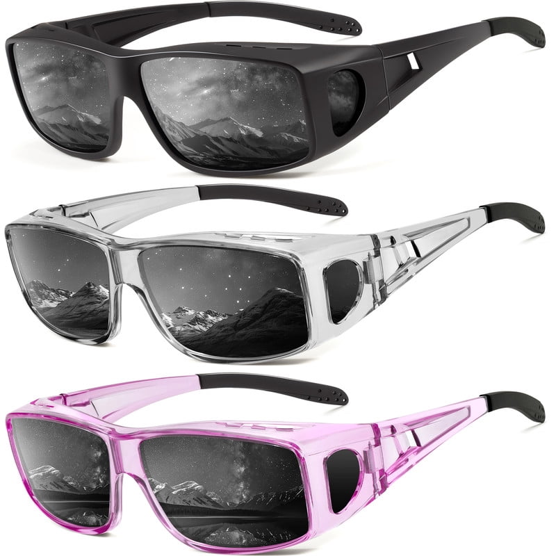 KALIYADI Sunglasses Fit-Over-Glasses Polarized Sunglasses-Men: Wrap Around Sunglasses Womens with UV Protection for Driving(WMS105-1-3-6)