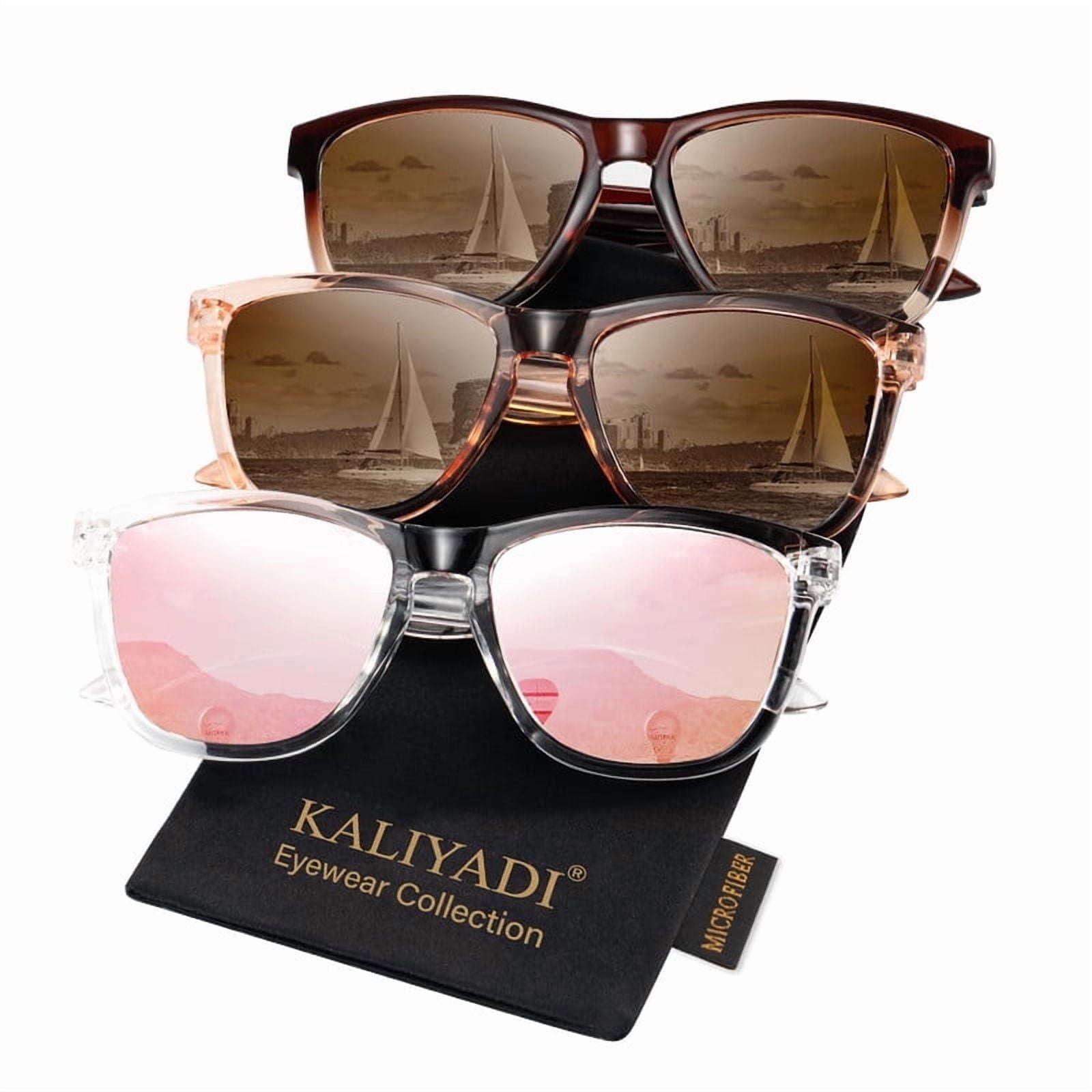 KALIYADI Womens-Sunglasses Polarized Sunglasses-Womens Trendy: Retro Sun Glasses with UV Protection for Travel Driving(WMS06-5-15-19)