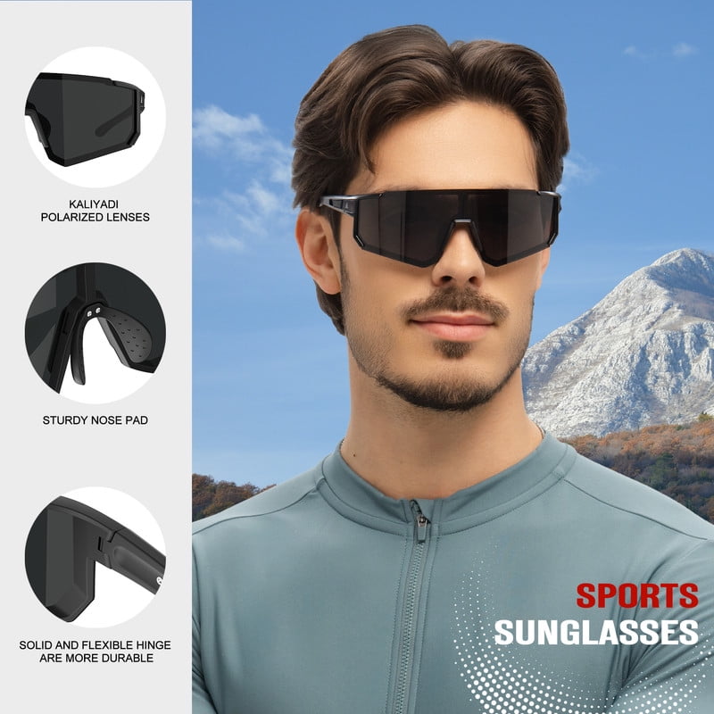 KALIYADI Sport Sunglasses for Men Polarized Mens Sunglasses Women: Sun Glasses with UV403 for Running Cycling Fishing(WMKA169-11-13-14)