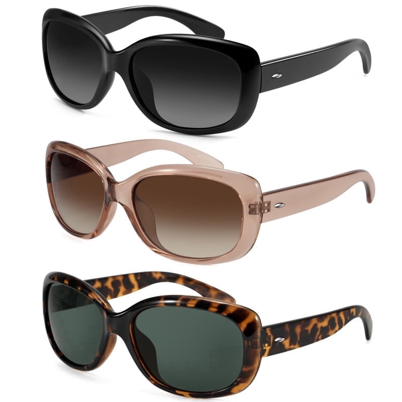 KALIYADI Women Sunglasses Polarized Sunglasses Trendy Retro Sun Glasses with UV Protection for Travel Driving 3 Pack£¨WMKAS20-1-2-4£©