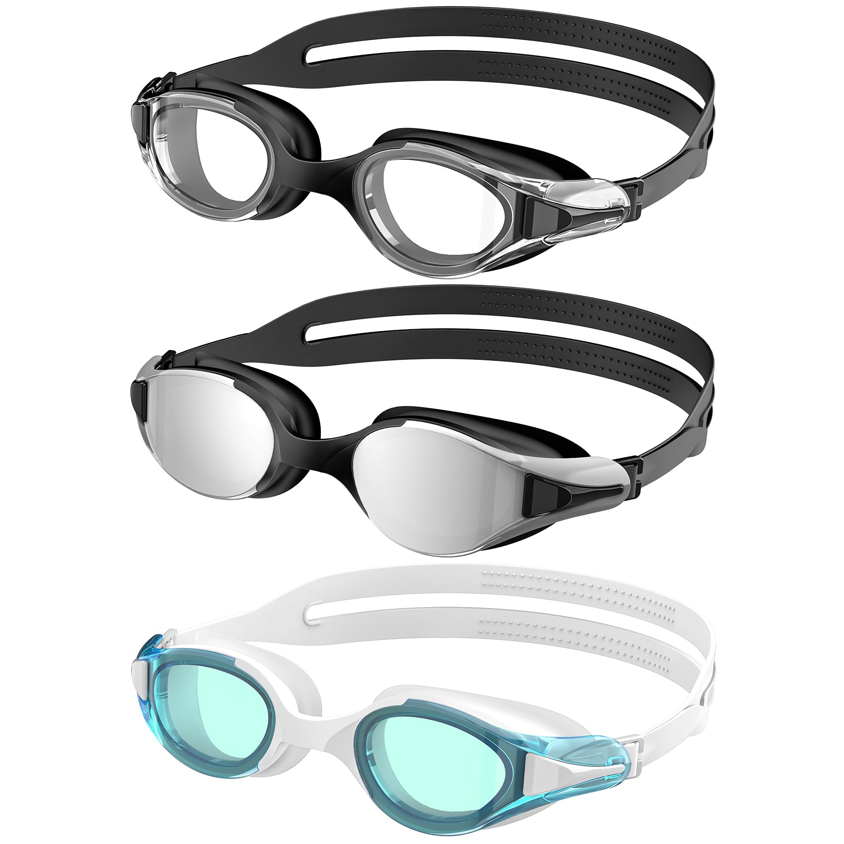 KALIYADI Swim Goggles Adult Goggles-Swimming-men and Women: Anti Fog No Leak and Ultra-wide Field of View 3 Pack WMKAY01-1-2-3