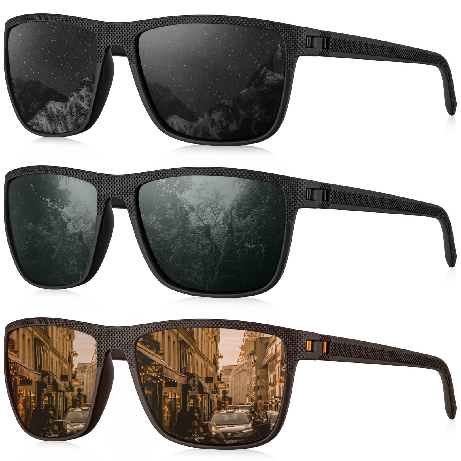 KALIYADI Polarized Sunglasses Men,Lightweight Mens Sunglasses Polarized UV Protection Driving Fishing Golf(WMKAS45-1-2-10)