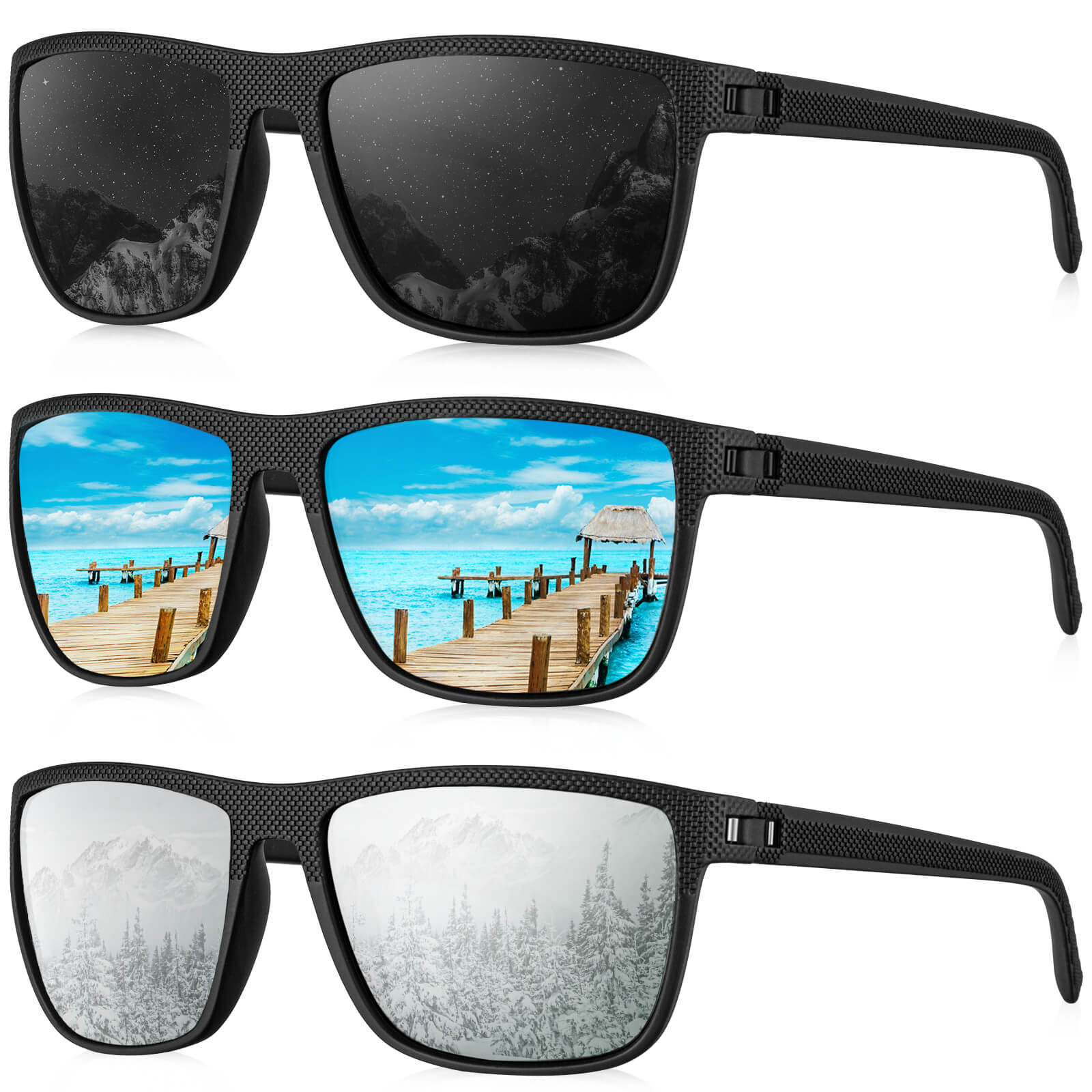 KALIYADI Polarized Sunglasses Men,Lightweight Mens Sunglasses Polarized UV Protection Driving Fishing Golf (WMKAS45-1-3-9)