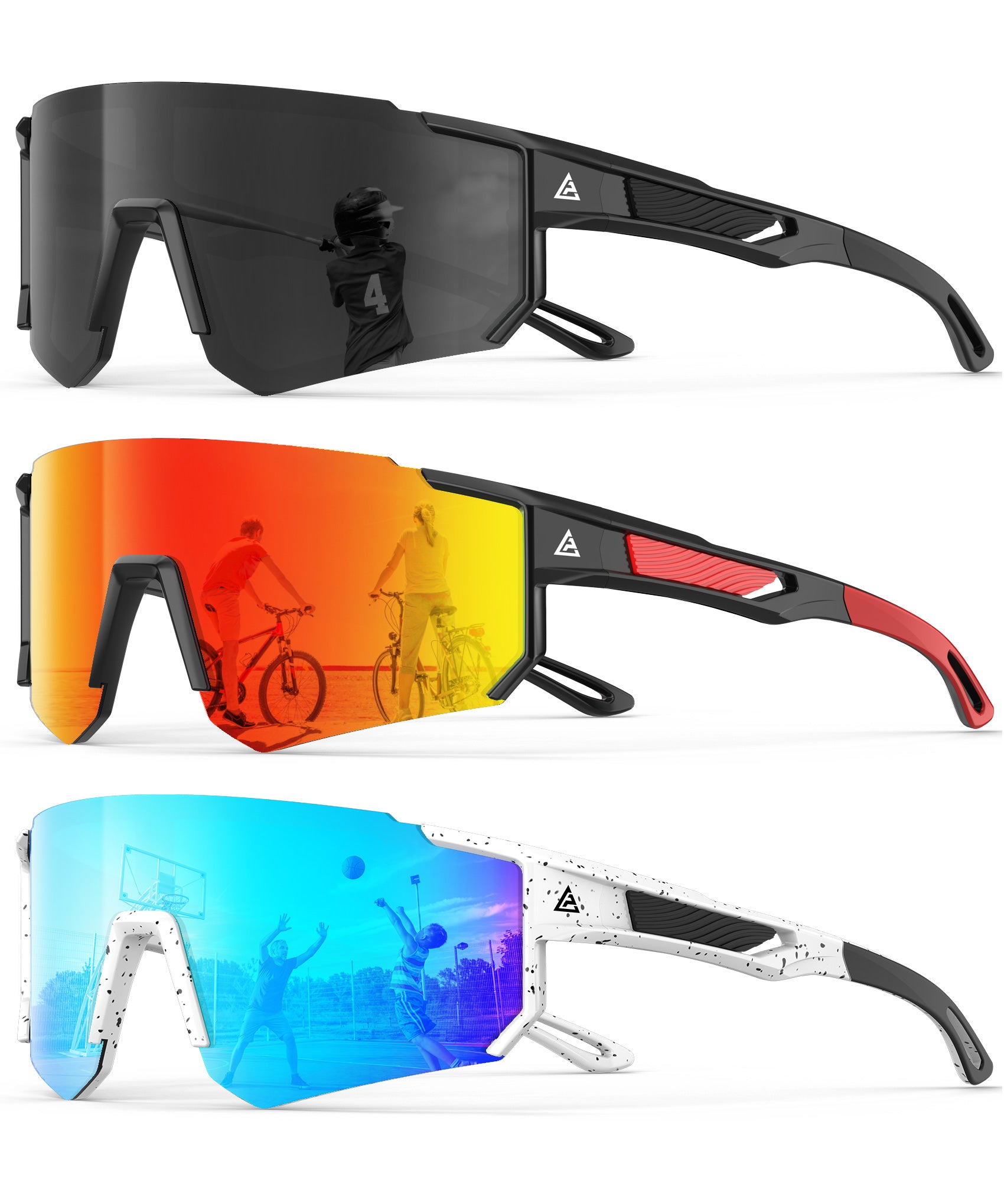Kids-Sunglasses Toddler-Sunglasses Baseball Running UV400 Protection Age 6-14 (S228-1-4-10)