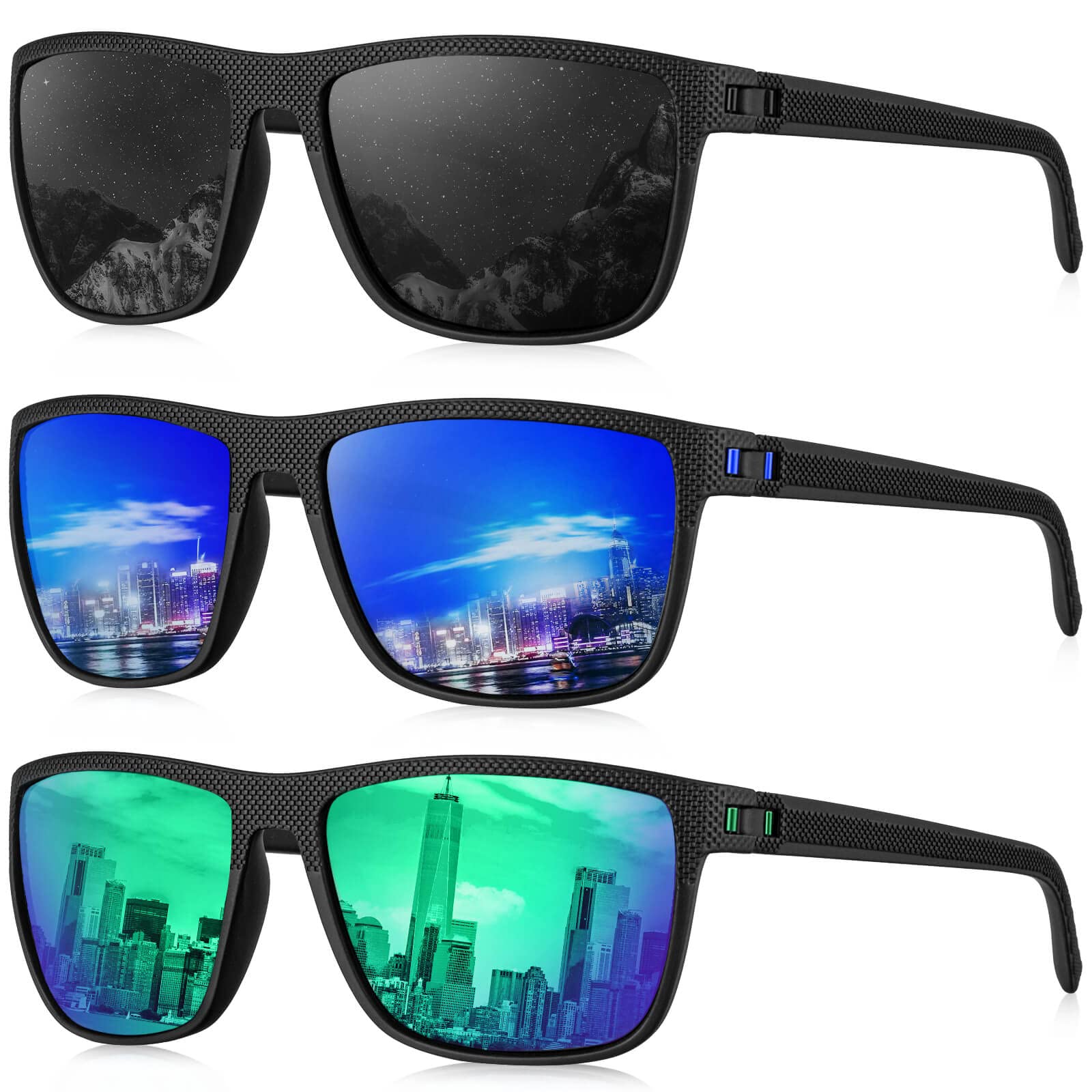 Polarized Sunglasses Men,Lightweight Mens Sunglasses Polarized UV Protection Driving Fishing Golf(WMKAS45-1-4-5)