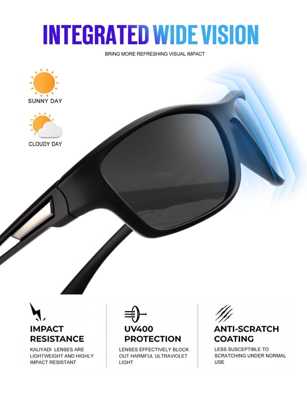 KALIYADI Polarized Sunglasses Men, Mens Sunglasses Polarized UV Protection for Driving Cycling Fishing(WMKAS63-2-10-11)