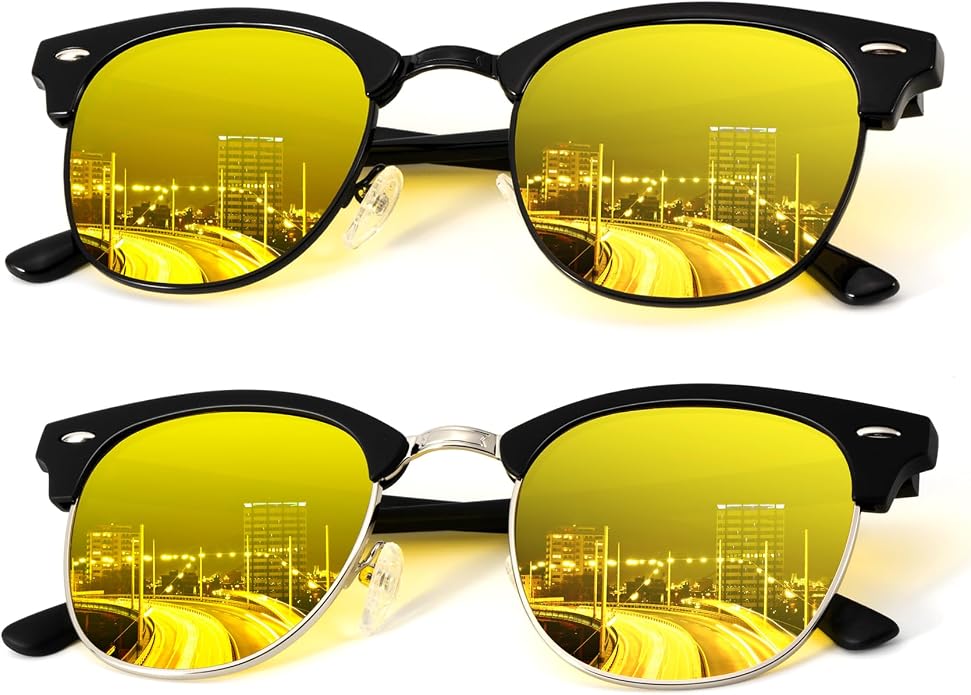 KALIYADI Polarized Sunglasses for Men and Women Semi-Rimless Frame Driving Sun glasses UV Blocking KAS23-30-32