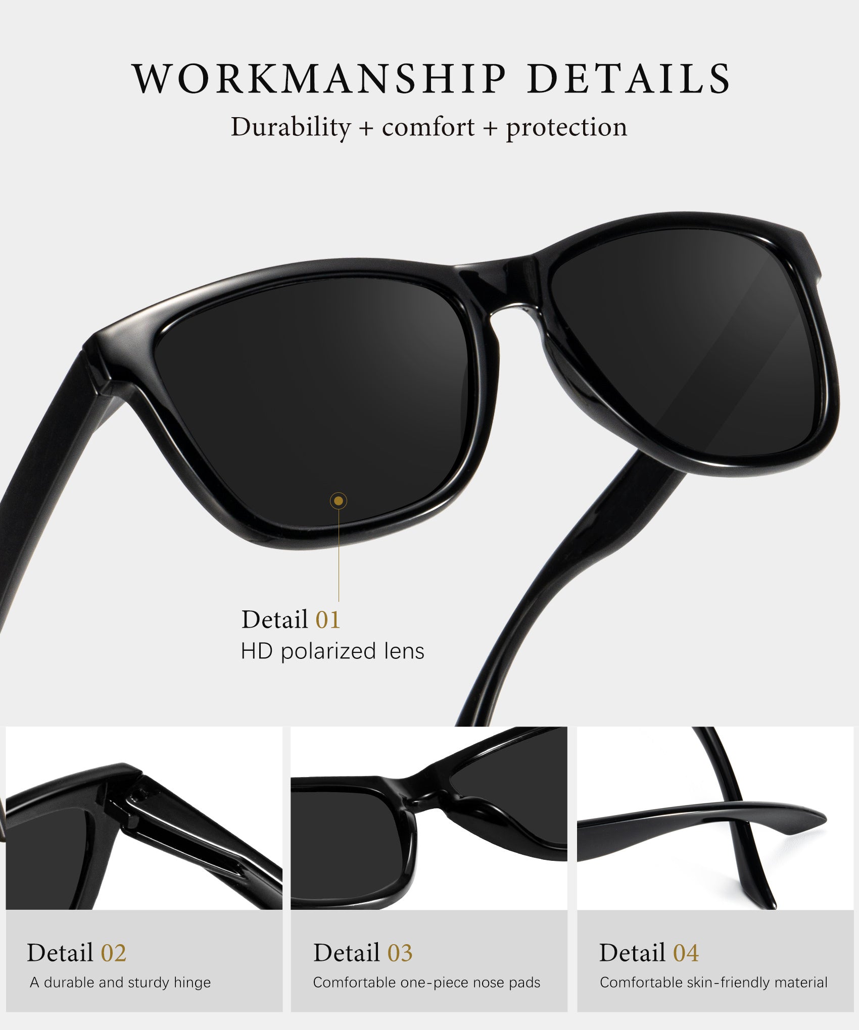 KALIYADI Polarized Sunglasses for Women Men Retro Square Sun Glasses UV Protection(WMKAS06-1)