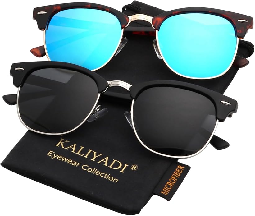 KALIYADI Polarized Sunglasses for Men and Women Semi-Rimless Frame Driving Sun glasses UV Blocking S23-3-5